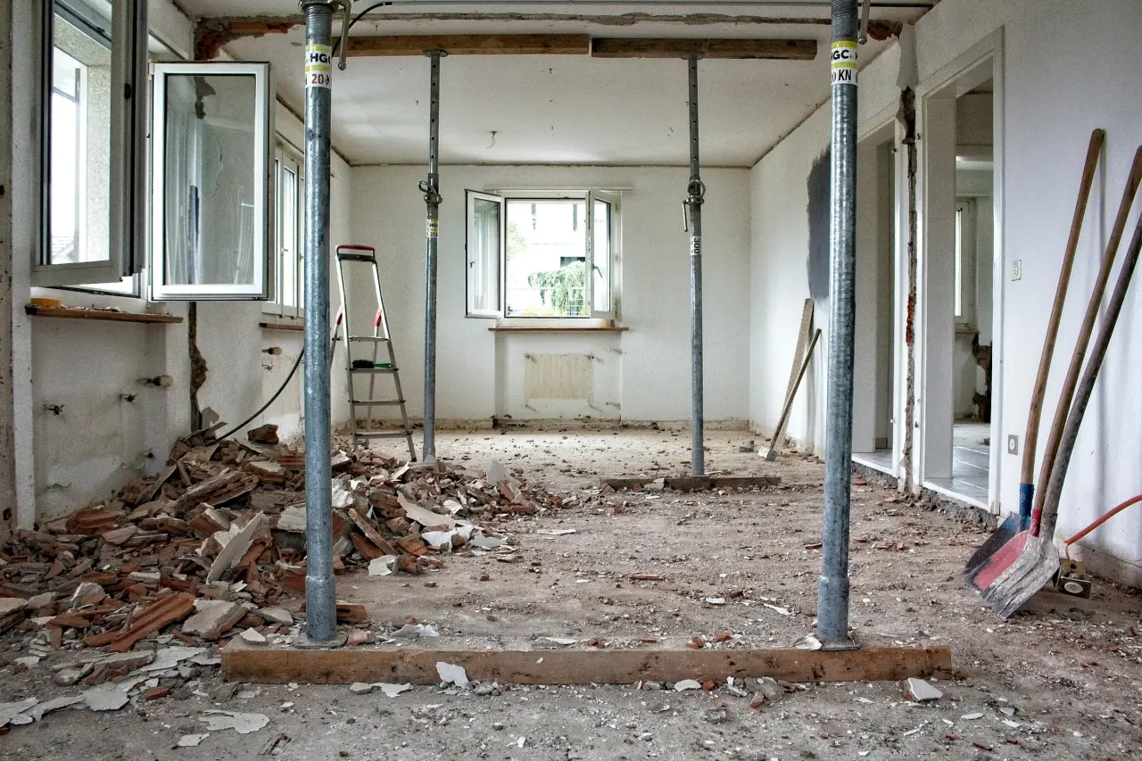 Kadıköy Flat Renovation site: Structural check and floor preparation done.